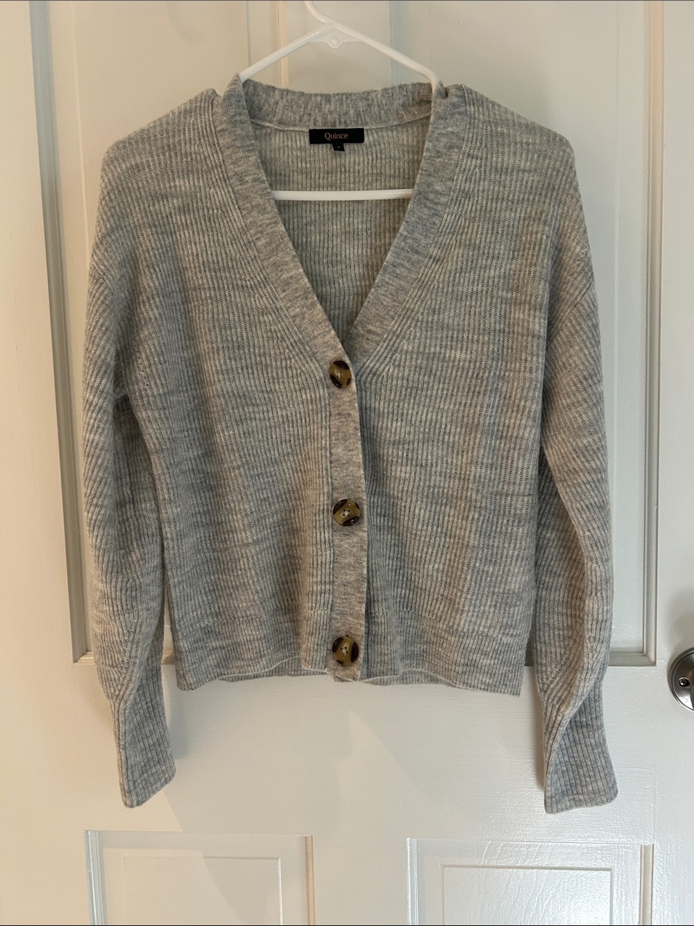 Quince Light Gray lightweight baby alpaca Button Front Cardigan